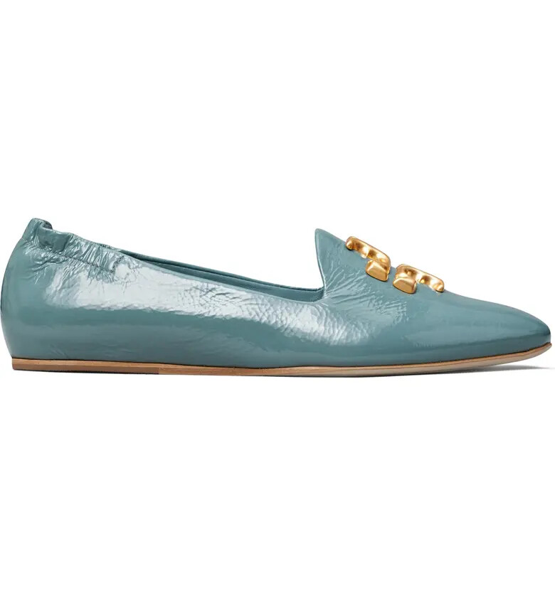 Pre-owned Tory Burch Eleanor Leather Loafer Arctic Blue Us 7.5 8 8.5 9 9.5 Authentic