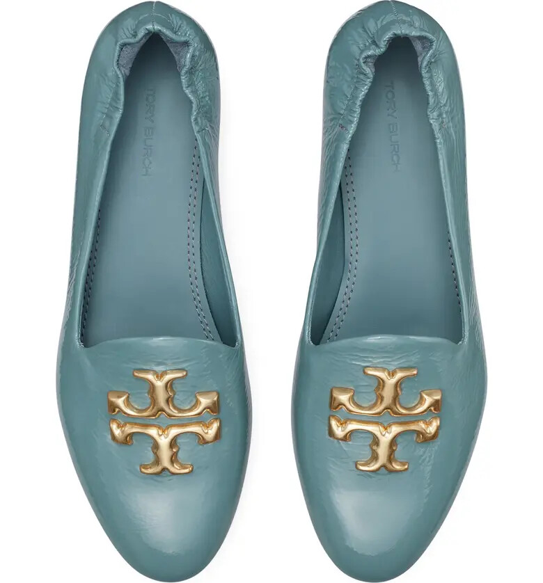 Pre-owned Tory Burch Eleanor Leather Loafer Arctic Blue Us 7.5 8 8.5 9 9.5 Authentic