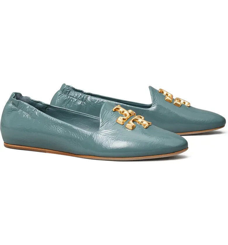 Pre-owned Tory Burch Eleanor Leather Loafer Arctic Blue Us 7.5 8 8.5 9 9.5 Authentic