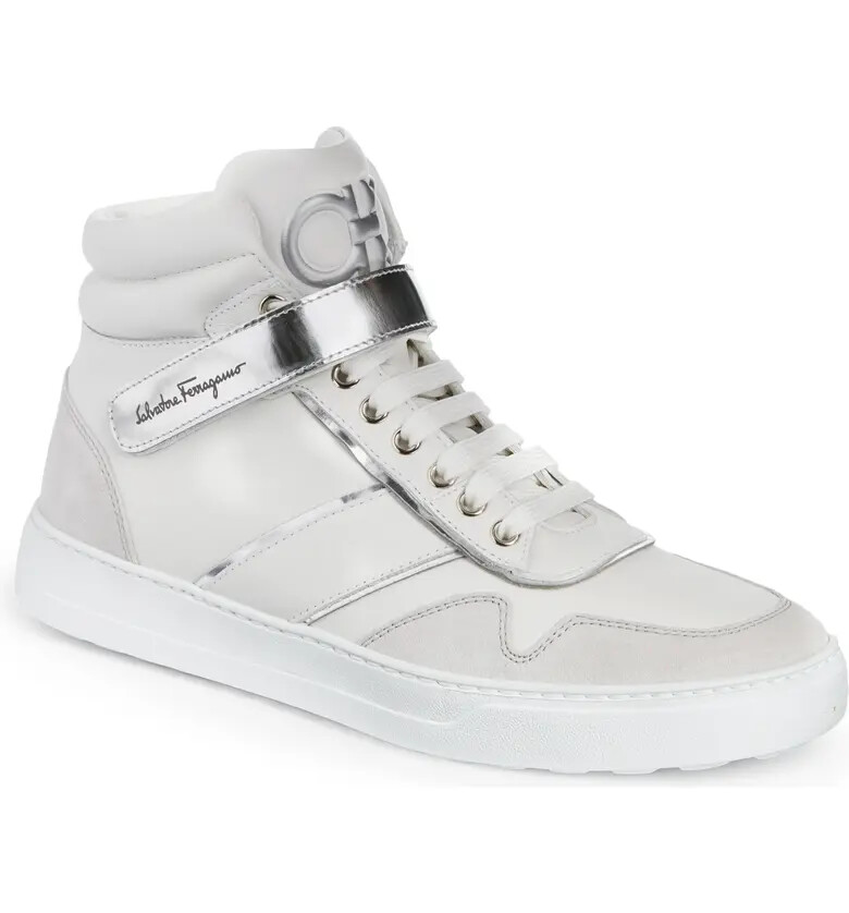 New Auth Salvatore Ferragamo Noe Leather High Top Men Shoes