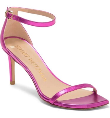 Pre-owned Stuart Weitzman Azalea Women's Nudistcurve 75 Ankle Strap Sandals, Us 10 B In Pink