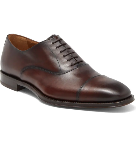 $525 - Antonio Maurizi Cap Toe Leather Oxford in Cognac Size 