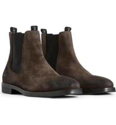 $495 - ALLSAINTS Eli Suede Chelsea Boot in Charcoal Grey Size 13