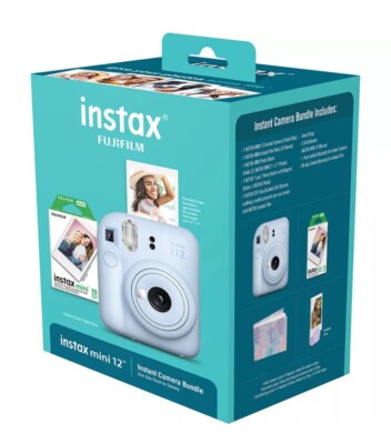 New FujiFilm INSTAX Mini 12 Pastel Blue Bundle W/ Film & Album plus