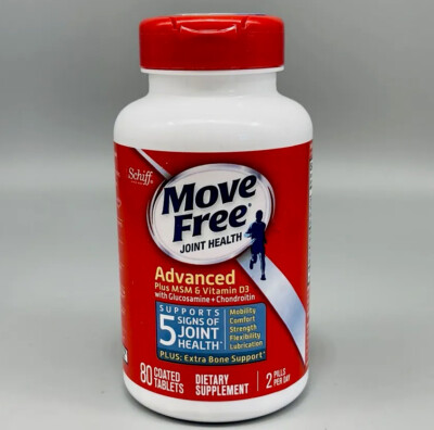Schiff Move Free Advanced Plus MSM Vitamin D3 80 Tablets Supplement Exp 9/23+