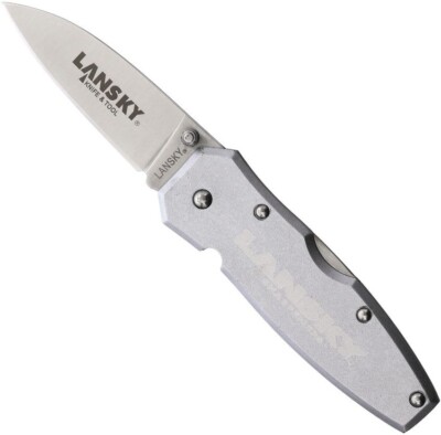 Lansky Lockback pocket Knife Silver Handle locking blade Work knives