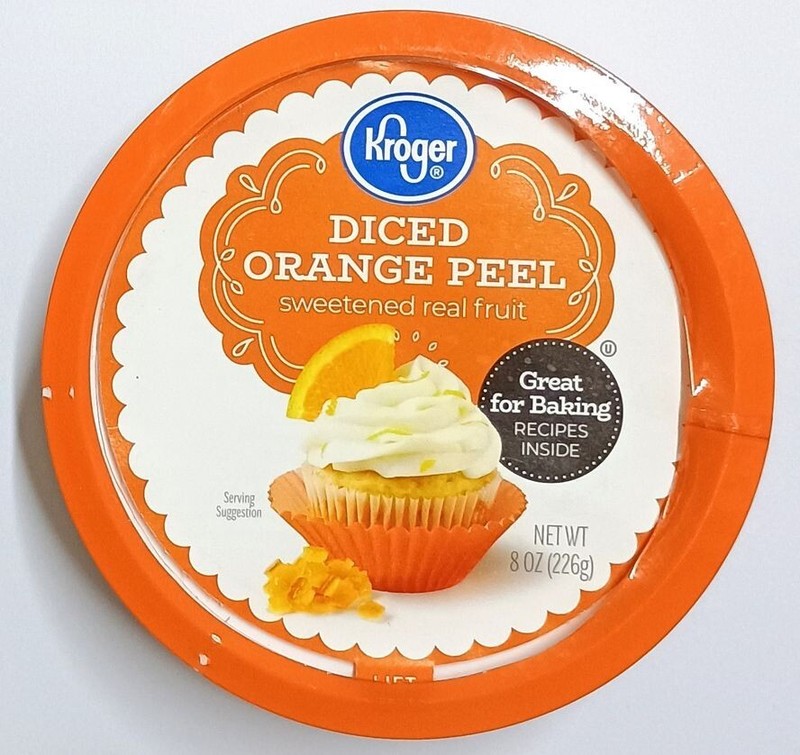 Kroger Diced 'Orange' Peel Sweetened Real Fruit Great For Baking 226 Gr Aus Usa