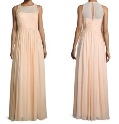 Donna Morgan 134121 Womens Apricot Penelope Chiffon A-Line Gown Dress Size 8