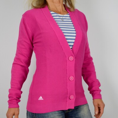 WOW Adidas Damen Strickjacke Cardigan Tunika Pullover Blazer Golf rosa pink S M