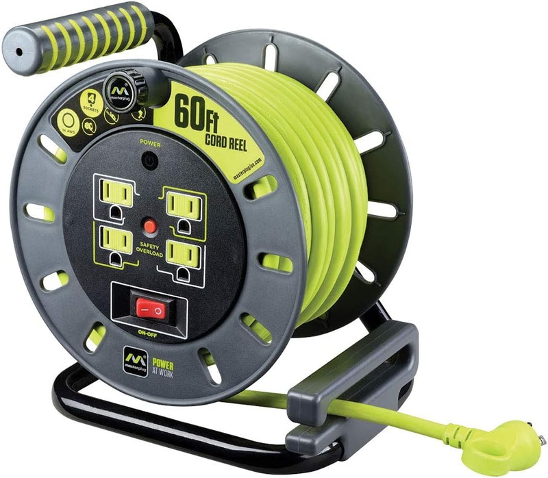 Power at Work Four Power Outlets, Open Cord Reel with Windin
