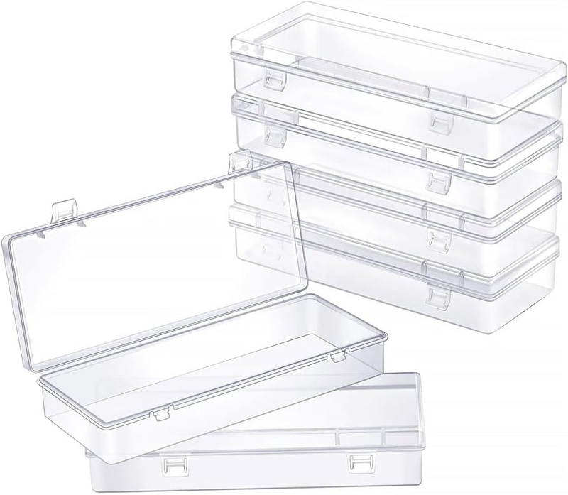 6 Pack Clear Plastic Storage Containers,6.1×2.5×1.2 in Rectangular PP Storage Bo