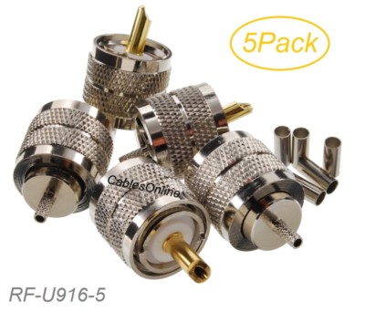 5Pack UHF PL-259 Male Crimp Type RF Connectors for RG316/RG174/LMR100 Coax wire