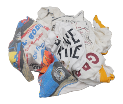 Pallet of 25 lb. Compressed Bags White T-shirt w/Print Rags (40 bags - 1,000LBs)