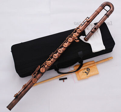 Professional Bass Flute C Key Red Antique Italian Pads Newest With Case