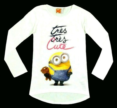 MINION 128 SHIRT LANGARM WEIß EINHORN BOB TEDDY TEDDYBÄR MÄDCHEN