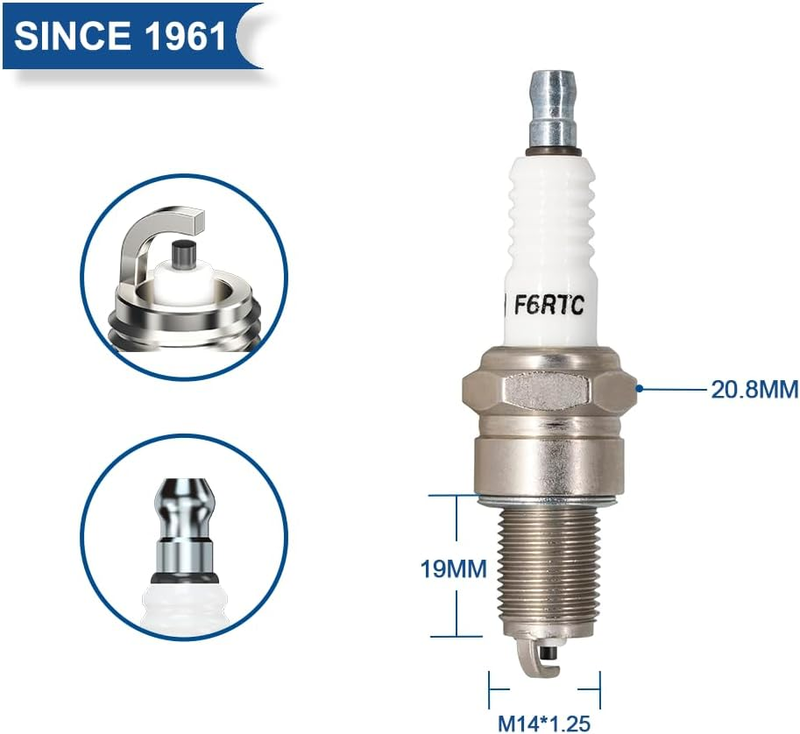 2 PACK  F6RTC Spark Plug Replace for NGK 7131/BPR6ES, for Bosch 7995/WR6DC 7900/