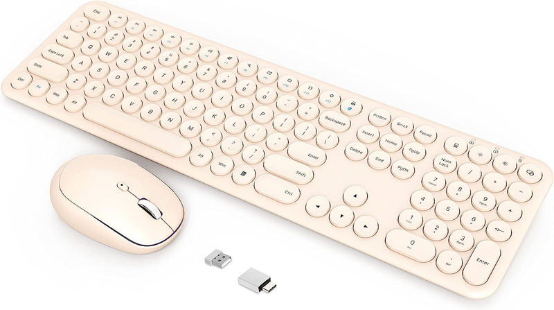Wireless Keyboard Mouse Combo - 2.4Ghz Aesthetic Quiet Keyboard and Mouse Wirele