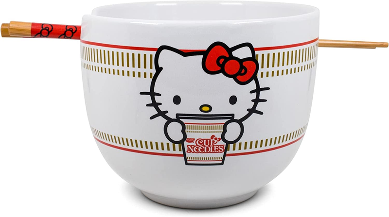 Hello Kitty Cup Noodles Japanese Ceramic Dinnerware Set | Includes 20-Ounce Rame