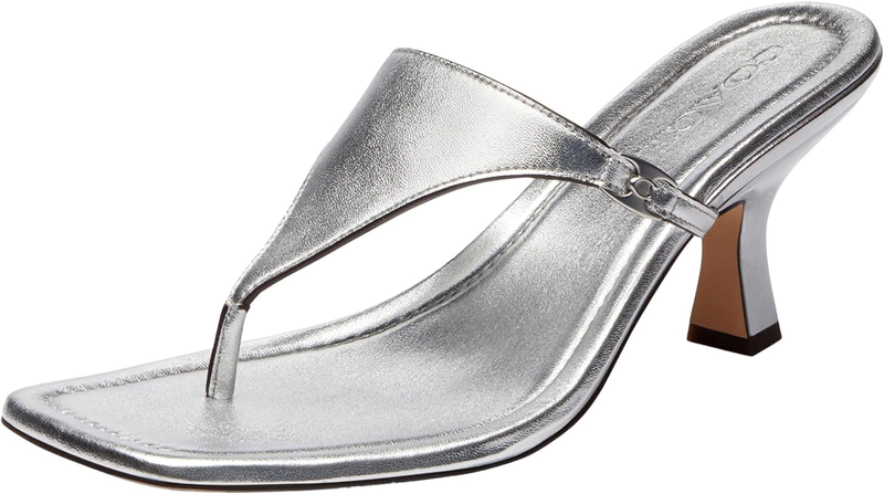 COACH womens Metallic Heritage C Plaque Thong Sandal