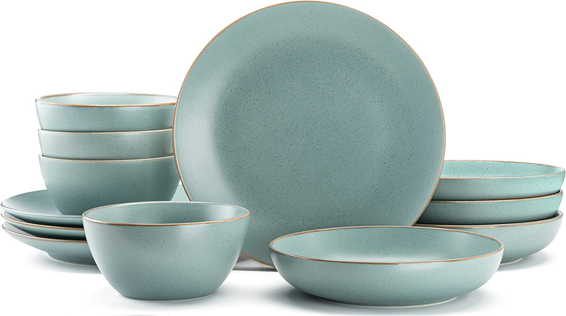 Riverside Collection by  12-Piece Dinnerware Set Service for 4 - Hand Crafted Bo