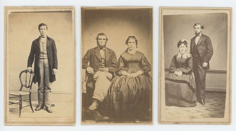 Civil War Era Family Albion, Ny, Set Of 3 Cdvs