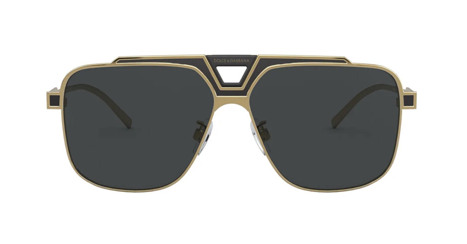 Pre-owned Dolce & Gabbana Miami Dg 2256 Gold And Black/dark Grey (1334/87) Sunglasses In Gray