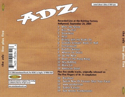 ADZ - LIVE PLUS FIVE * NEW CD