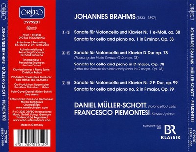 MULLER-SCHOTT,DANIEL/PIEMONTESI,FRANCESCO - JOHANNES BRAHMS - SONATAS NEW CD