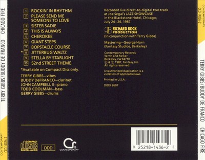 TERRY GIBBS WITH BUDDY DEFRANCO CHICAGO FIRE NEW CD