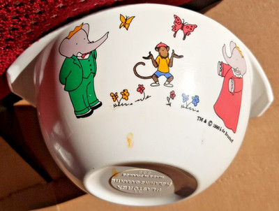 jouet ancien Bol à Oreille Mélamine Plastorex Babar Céleste Zéphir Brunhoff 1990