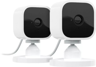 2-Pack Blink Mini Indoor 1080p Smart Security Camera Plug-In Wireless - White