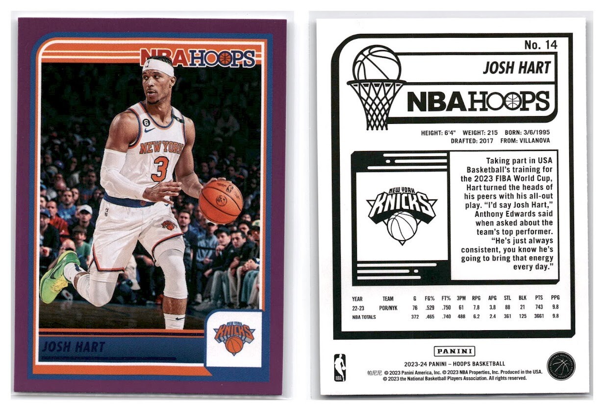 2023-24 Panini NBA Hoops Basketball Josh Hart Purple #14