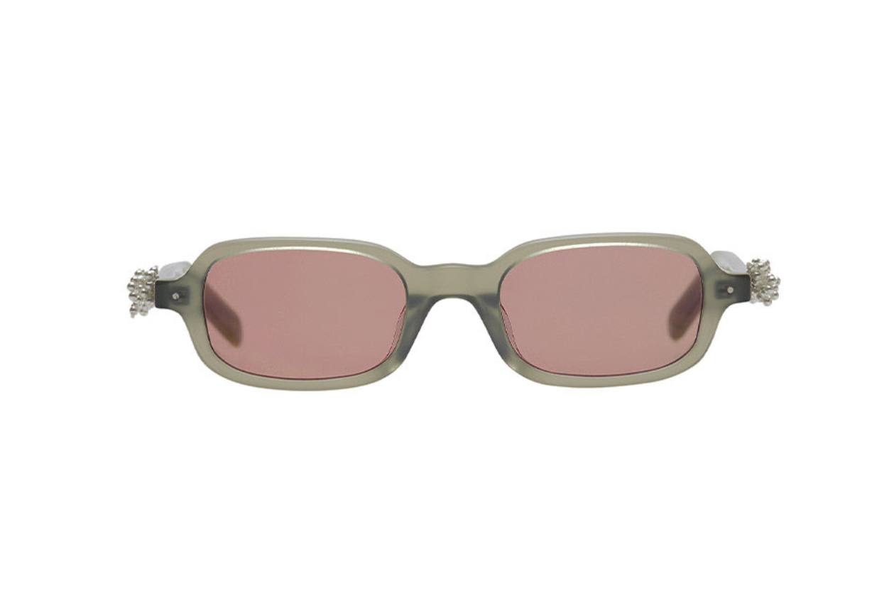 Pre-owned Mardi Mercredi Square Sunglasses M.o-002_khaki + Ribbon Charm/acetate