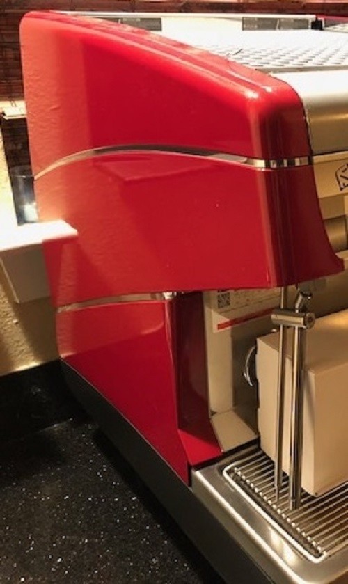 Simonelli Appia II Semi Automatic 2 Group Espresso Machine DEMO with RED panels