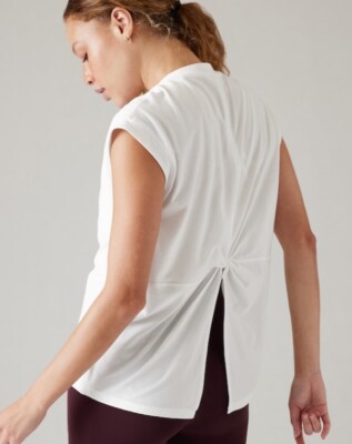 Athleta Outbound Twist Tee Shirt Top Supima Cotton Size Medium White