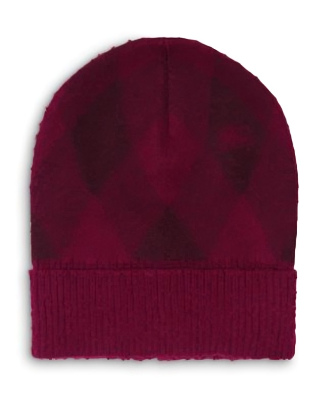 Burberry Argyle Jacquard-Woven Wool Beanie Women's Ripple Plum - Picture 1 of 14