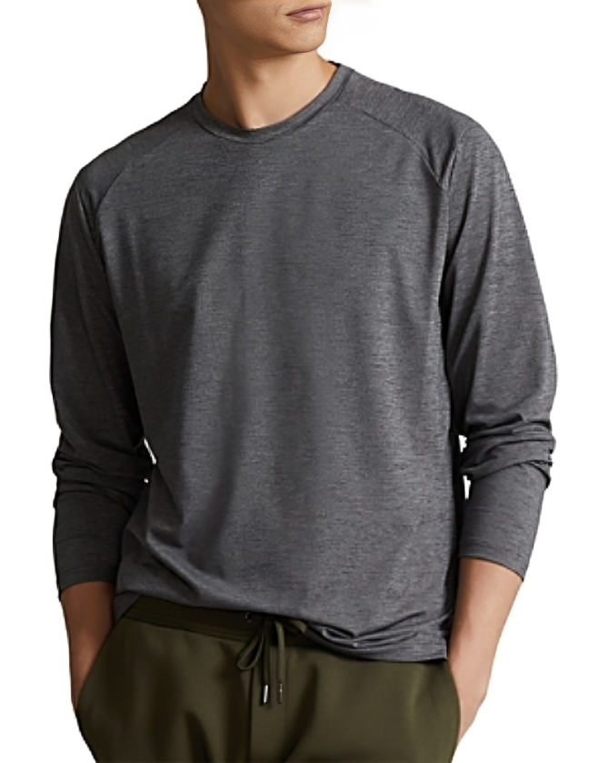 Ralph Lauren RLX Classic Fit Stretch Micro Mesh Tee Men's S Barclay Heather L/S - Picture 1 of 13