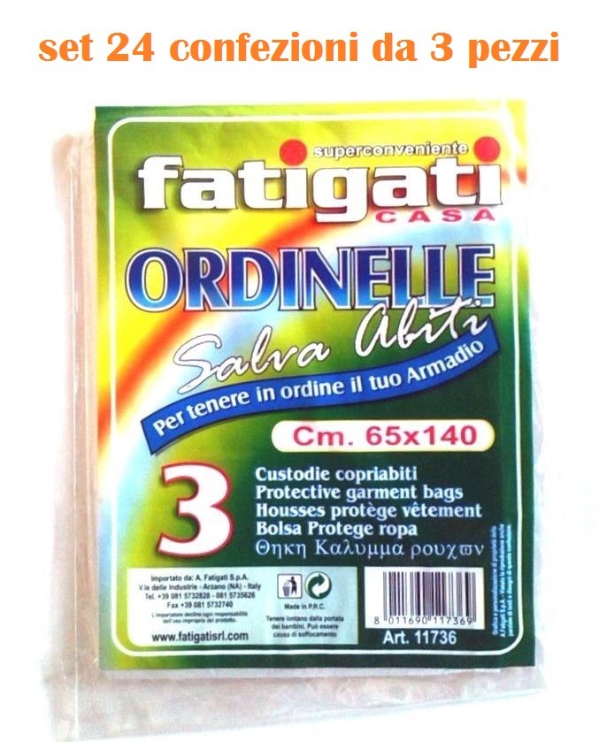 Set 72 Pz Salva Abiti Custodie CopriAbiti in Cellphane Trasparente 65x140cm dfh