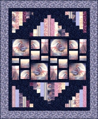 Quilt Kit - Pickets - 55'' X 67'' Spirit Of The Heron Panel Quilt - Top & Binding