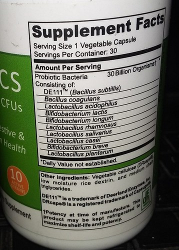 1 Bottle 30 Capsules Actbiotics By CRI Natural Digestive & Immune Support