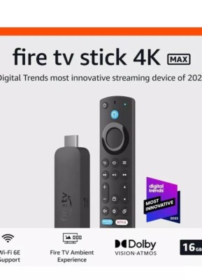   NEW AMAZON FIRE TV Stick 4K MAX, 2.0 GHz, Wi-Fi 6E, 16GB, streaming device  