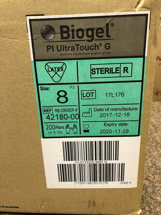 42180 Molnlycke Non-Latex Biogel PI UltraTouch G Surgical Gloves, Size 8 CASE