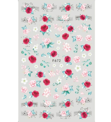 3D Nail Stickers Decals Butterfly Rose Love Flower Cheetah Print Decoration NH20