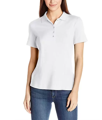 Lee Riders L88017 Women s White Short Sleeve Polo Shirt Size XXL