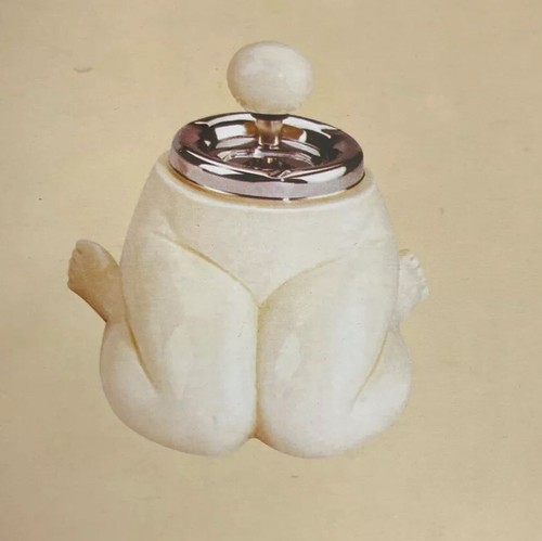 Vintage Retro Ceramic Kneel Push Down Smokeless Ashtray Pot Rare Kneeling Risque