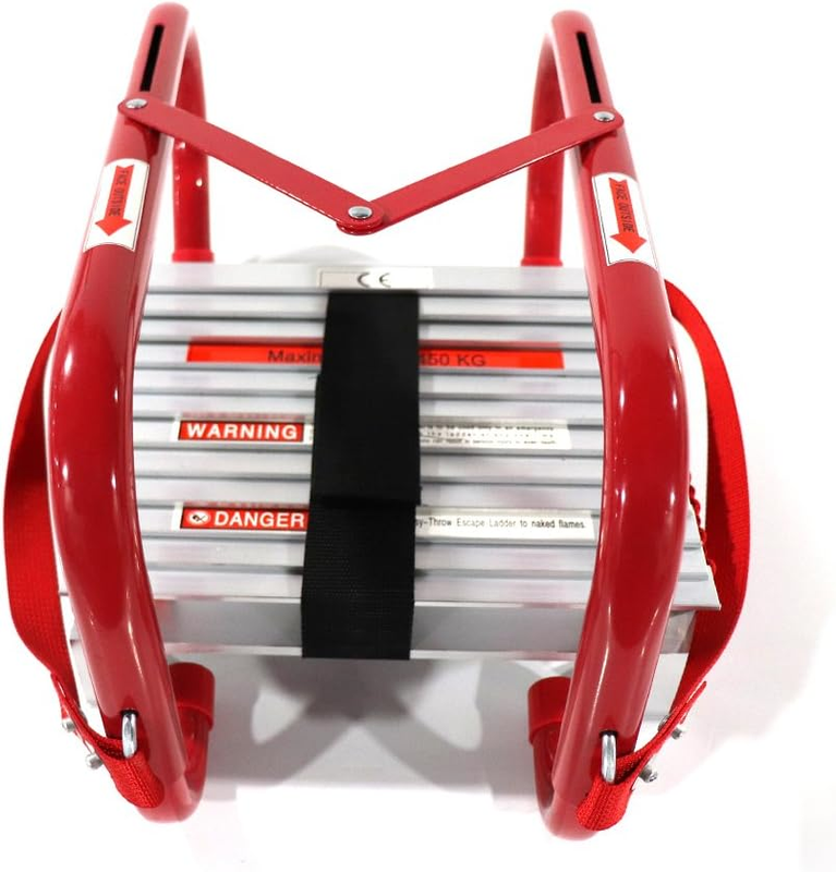 Fire Escape Ladder, 2 Story Emergency Portable Safety Ladder for Adults & Kids with Anti-Slip Rungs and Wide Steps V Center Suitable for Windows and Balcony|15-Foot