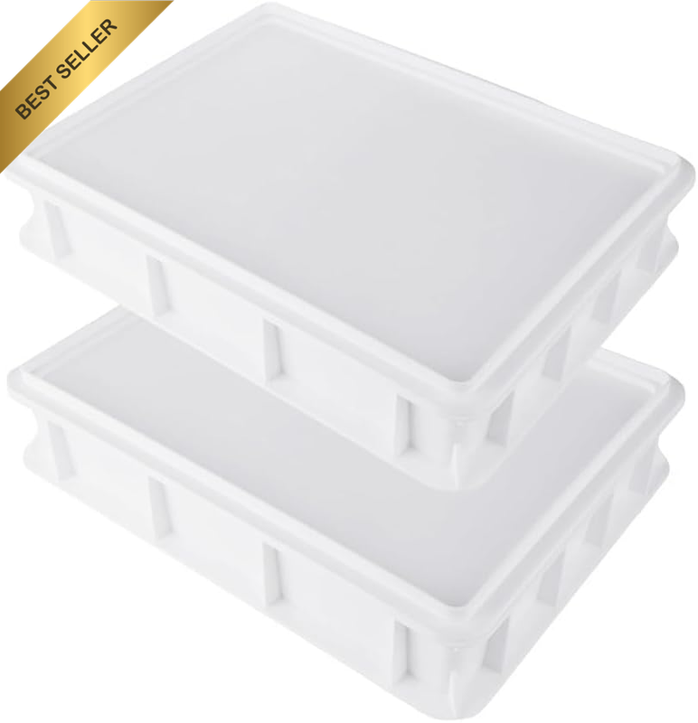 Dough Proofing Box, 2 Pack Bread Fermenting Box with 1 Lid, Pizza Dough Containe