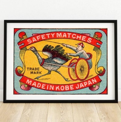 Antique Japanese Matchbox Art Print | Kobe Japan Collectible