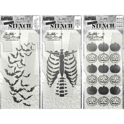 Tim Holtz stampers anonymous mini stencil set 61 set of 3 halloween