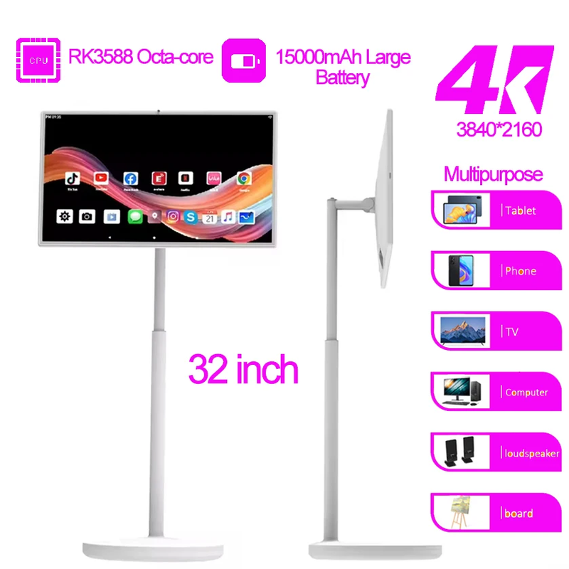 Hot 4K Screen 32 Inch Android Touch Screen Stand By Me Tv Built-in Battery Camer